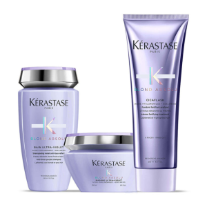 Kérastase Trio de Shampoo, Máscara e Condicionador Blond Absolu Ultra Violet cabelo loiro