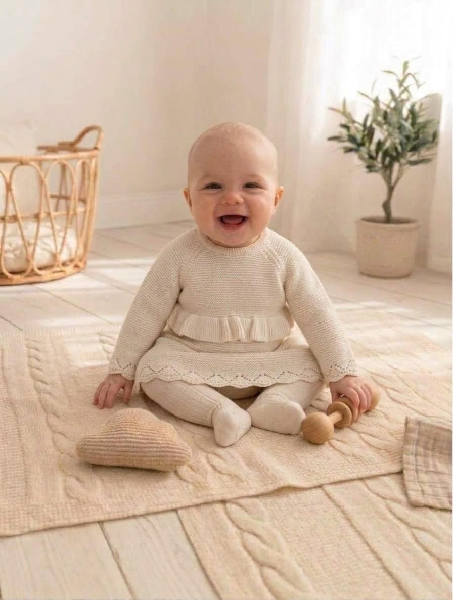 Vestido Malha Bebé Manga Comprida