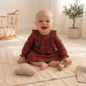 Vestido Xadrez com Folhos Bebé de 6M 12M 18M